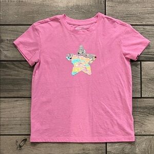 Cat and Jack girls Pink Star Sequin Kids T-Shirt- L 10/12